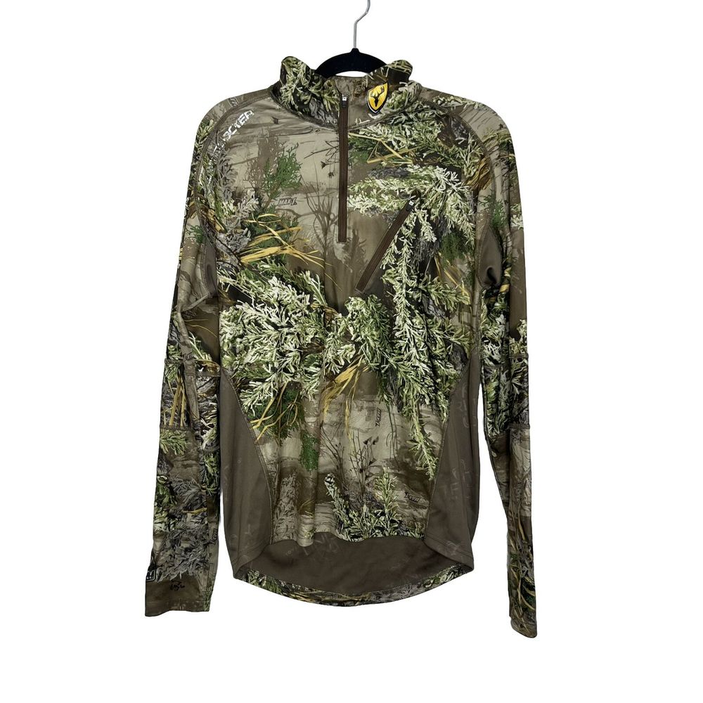 Scent Blocker Jacket Women Medium Green Camo Print Long Sleeve Pullover Hunting
